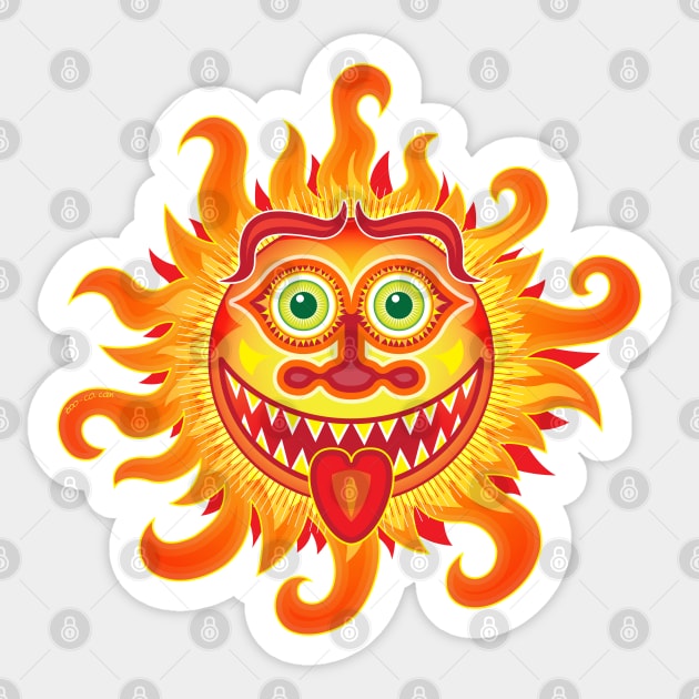 Mischievous summer sun grinning and sticking its tongue out Sticker by zooco